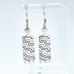 Phyllis Woods Sterling Silver Earrings - Modernist Tribal Figural Artisan Signed